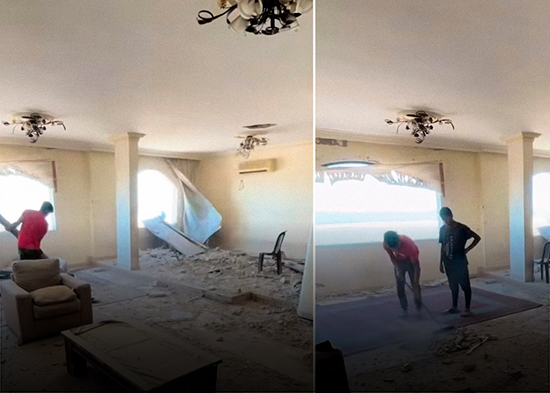 Un palestino limpiando su casa en Gaza se vuelve viral (VIDEO)