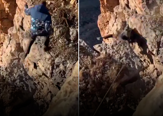 La inesperada reacción de una alpinista ante la caída de su pareja por un barranco (VIDEO)