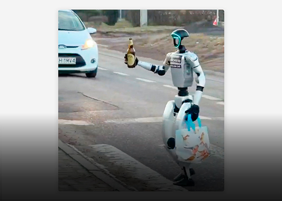 VIDEO: Inesperado 'peatón' camina por calles de Polonia con 'sospechosa' botella en mano