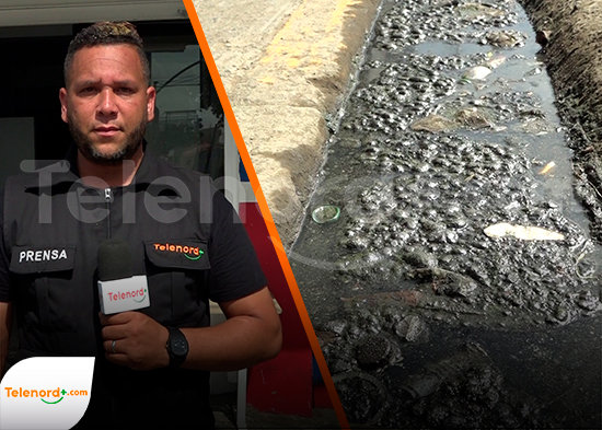 Comerciantes denuncian aguas negras frente a sus negocios en la entrada a Los Rieles SFM
